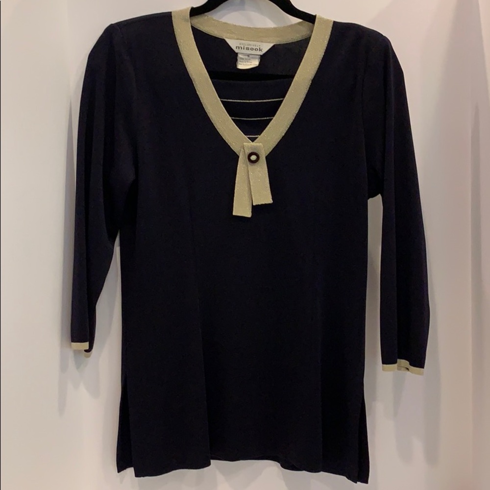 Exclusively Misook metallic knit top
